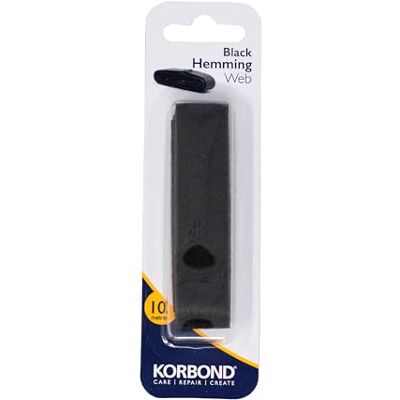 KORBOND Naaidoek voor zomen, broeken, jeans, werkbroeken, badges en schoolkleding, zwart, 10 m x 2 cm KORBOND Naaidoek voor zomen, broeken, jeans, werkbroeken, badges en schoolkleding, zwart, 10 m x 2 cm