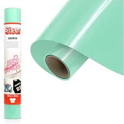 SISER EcoStretch Munt, 30 cm x 0,5 m, thermotransfer-vinyl om op te strijken voor het personaliseren van kleding en sportkleding, knutselmateriaal, gemakkelijk te snijden. SISER EcoStretch Munt, 30 cm x 0,5 m, thermotransfer-vinyl om op te strijken voor het personaliseren van kleding en sportkleding, knutselmateriaal, gemakkelijk te snijden.