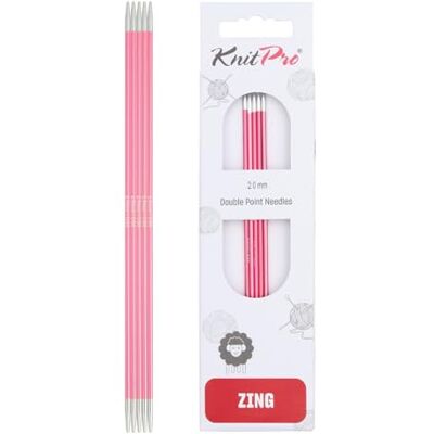 KnitPro Knit Pro KP47031 Zing dubbel uiteinde breinaalden, 20 cm x 2 mm, roze KnitPro Knit Pro KP47031 Zing dubbel uiteinde breinaalden, 20 cm x 2 mm, roze