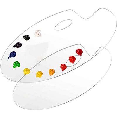 DARENYI Set van 2 mengpaletten voor olieverf, acryl, transparant, ovaal, met greepgat, voor doe-het-zelf kunstschilderen DARENYI Set van 2 mengpaletten voor olieverf, acryl, transparant, ovaal, met greepgat, voor doe-het-zelf kunstschilderen