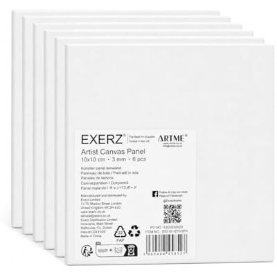 Exerz 10 x 10 cm canvaspanelen 6 stuks/schilderkarton 0,3 cm dik 280 g/m² 100% katoen/wit kunstcanvas paneel voor acryl & olieverf drievoudig geprimeerd/zonder zuur/middenkorrelig Exerz 10 x 10 cm canvaspanelen 6 stuks/schilderkarton 0,3 cm dik 280 g/m² 100% katoen/wit kunstcanvas paneel voor acryl & olieverf drievoudig geprimeerd/zonder zuur/middenkorrelig