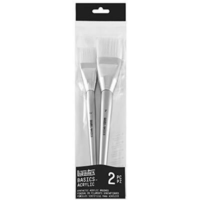 Liquitex Basics Set van 2 penselen van kunstvezel met lange steel plat 11/2", plat 2 Liquitex Basics Set van 2 penselen van kunstvezel met lange steel plat 11/2", plat 2