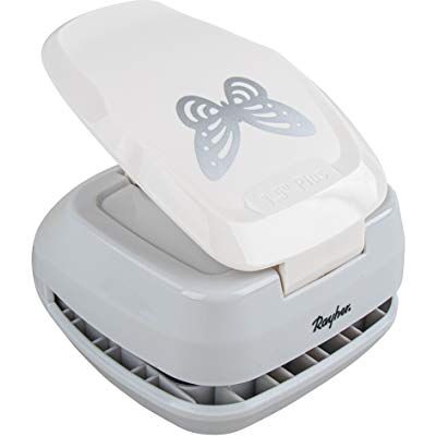 Rayher Vlinderperforator met hendel voor uitbetaling, scrapbooking, kaarten, kleine perforator met patroon van 4,6 x 3 cm, blauw Rayher Vlinderperforator met hendel voor uitbetaling, scrapbooking, kaarten, kleine perforator met patroon van 4,6 x 3 cm, blauw