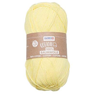 GLOREX 5 1004 01 100% katoen, veelzijdig inzetbaar voor breien, haken en knutselen, zeer goede kwaliteit, zacht en wasbaar, 50 g, ca. 170 m, geel GLOREX 5 1004 01 100% katoen, veelzijdig inzetbaar voor breien, haken en knutselen, zeer goede kwaliteit, zacht en wasbaar, 50 g, ca. 170 m, geel