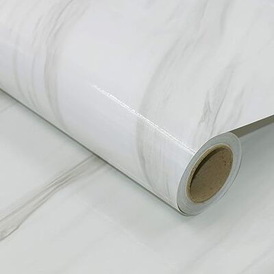 AWNIC Dikke gemarmerde plakfolie, meubelfolie, decoratiefolie, zelfklevende decoratiefolie voor vensterbank, keukenwerkblad, kast, waterdicht, 300 x 40 cm, jazzwit dik AWNIC Dikke gemarmerde plakfolie, meubelfolie, decoratiefolie, zelfklevende decoratiefolie voor vensterbank, keukenwerkblad, kast, waterdicht, 300 x 40 cm, jazzwit dik