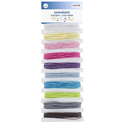 GLOREX 6 stuks elastieken 1630 361 361 10 stuks elastieken lengte per band: ca. 3,5 m voor knutselen, decoreren en knutselen, kleurrijk GLOREX 6 stuks elastieken 1630 361 361 10 stuks elastieken lengte per band: ca. 3,5 m voor knutselen, decoreren en knutselen, kleurrijk