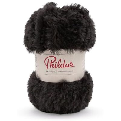 Phildar Phil Inuit wol breiwol 100% polyester naald nr. 8 kleur zwart Phildar Phil Inuit wol breiwol 100% polyester naald nr. 8 kleur zwart