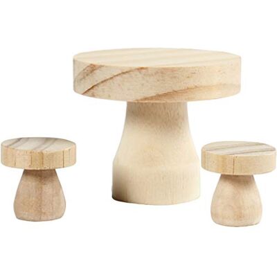 Creativ Create Crafts 10 stuks paddenstoeltafels van hout, paddenstoeltafels met kruk, 6 x 5 x 2,5 cm, 56513 Creativ Create Crafts 10 stuks paddenstoeltafels van hout, paddenstoeltafels met kruk, 6 x 5 x 2,5 cm, 56513