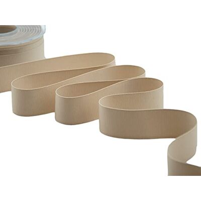 Furlanis Groskorrelig, decoratief lint voor verpakking, gunsten, Italiaanse stof beige, 30 mm x 20 m Furlanis Groskorrelig, decoratief lint voor verpakking, gunsten, Italiaanse stof beige, 30 mm x 20 m