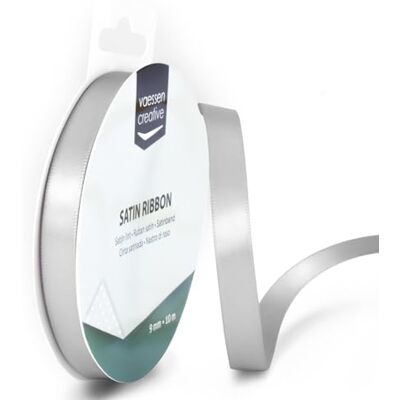 Creative Satijnen lint, 9 mm, 10 meter, zilver, glanzend, decoratief lint, stoffen lint voor bruiloft, doop en verjaardagsgeschenken Creative Satijnen lint, 9 mm, 10 meter, zilver, glanzend, decoratief lint, stoffen lint voor bruiloft, doop en verjaardagsgeschenken