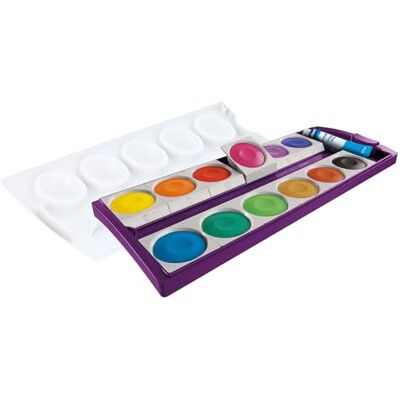 Pelikan K12® Verfdoos paars met ondoorzichtig wit, 12 kleuren Pelikan K12® Verfdoos paars met ondoorzichtig wit, 12 kleuren