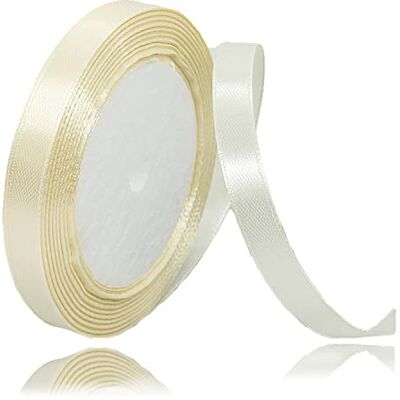 ALOHOVME Satijnen lint ivoorkleurig effen kleur om te knutselen, geschenkverpakking, bruiloftsboeket, bloemstukken, strikken maken, ballonnen, taartdecoratie en babyshower, 10 mm x ALOHOVME Satijnen lint ivoorkleurig effen kleur om te knutselen, geschenkverpakking, bruiloftsboeket, bloemstukken, strikken maken, ballonnen, taartdecoratie en babyshower, 10 mm x