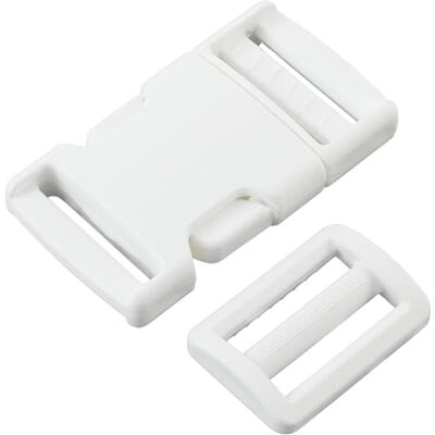 AERZETIX Set van 6 verstelbare gespen met snelsluiting + 6 schuifgespen voor textielaccessoires, doe-het-zelf, riemen lus 25 mm van kunststof in de kleur wit AERZETIX Set van 6 verstelbare gespen met snelsluiting + 6 schuifgespen voor textielaccessoires, doe-het-zelf, riemen lus 25 mm van kunststof in de kleur wit