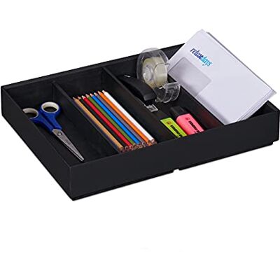 Relaxdays Bureau-organizer, 4 vakken, bamboe, stapelbaar, multifunctioneel, h x b x d: ca. 6,5 x 35 x 26 cm, antraciet Relaxdays Bureau-organizer, 4 vakken, bamboe, stapelbaar, multifunctioneel, h x b x d: ca. 6,5 x 35 x 26 cm, antraciet