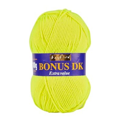 Sirdar Hayfield Bonus DK dubbel breigaren, 100 g, neongeel (550) Sirdar Hayfield Bonus DK dubbel breigaren, 100 g, neongeel (550)