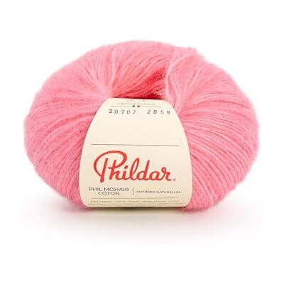 Phildar Phil Mohair katoenen wol breiwol 40% katoen, 60% kind naald nr. 5 kleur snoeproze Phildar Phil Mohair katoenen wol breiwol 40% katoen, 60% kind naald nr. 5 kleur snoeproze