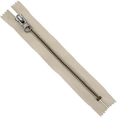 AERZETIX C61525 Ritssluiting nr. 5 niet scheidbaar 16 cm in vintage metaal Decoratieve handgreep Lichtbeige kleur Slider lederwaren naaien rok jeans fournituren AERZETIX C61525 Ritssluiting nr. 5 niet scheidbaar 16 cm in vintage metaal Decoratieve handgreep Lichtbeige kleur Slider lederwaren naaien rok jeans fournituren