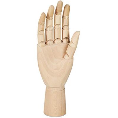 Relaxdays Houten hand, rechterhand, 25 x 8 x 5 cm, beweegbare hand, realistische tekening, schilderhulp, model, natuur, 1 stuk, 10034499 Relaxdays Houten hand, rechterhand, 25 x 8 x 5 cm, beweegbare hand, realistische tekening, schilderhulp, model, natuur, 1 stuk, 10034499
