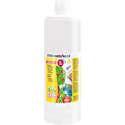 Eberhard Faber 578901 EFA Color vingerverf in de fles, kleur wit, inhoud 750 ml, sneldrogend en wasbaar, om te mengen en voor creatief plezier Eberhard Faber 578901 EFA Color vingerverf in de fles, kleur wit, inhoud 750 ml, sneldrogend en wasbaar, om te mengen en voor creatief plezier