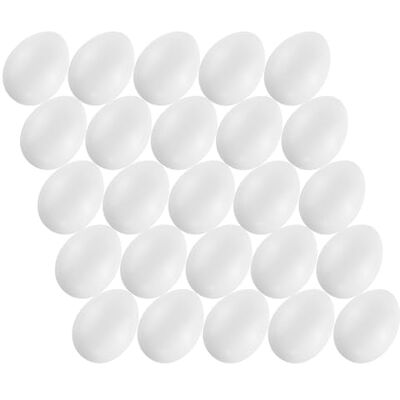 MCE-Commerce 25 stuks kunststof eieren 6 cm voor knutselprojecten en paasdecoratie, wit MCE-Commerce 25 stuks kunststof eieren 6 cm voor knutselprojecten en paasdecoratie, wit