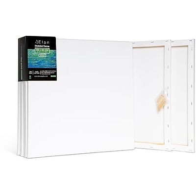 Elan canvas schilderij 40 x 40 cm, 6 stuks canvas om te schilderen, 280 g/m² Verfdoek met drievoudige grondlaag, zuurvrij, van 100% natuurlijk katoen, ideaal voor acrylverf en gouache Elan canvas schilderij 40 x 40 cm, 6 stuks canvas om te schilderen, 280 g/m² Verfdoek met drievoudige grondlaag, zuurvrij, van 100% natuurlijk katoen, ideaal voor acrylverf en gouache