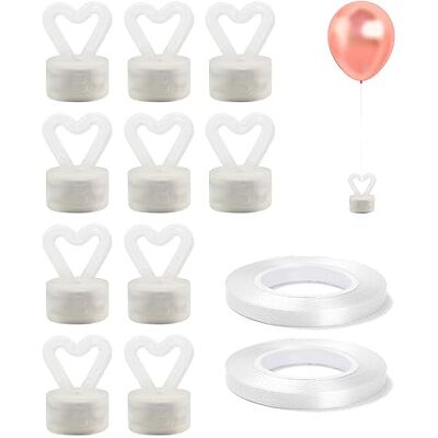 TIANNAIT 10 stuks herbruikbare hartvormige ballongewichten met 2 rollen lint van 10 m, ballonhouder, geschikt voor verjaardagsfeest, bruiloftsdecoratie TIANNAIT 10 stuks herbruikbare hartvormige ballongewichten met 2 rollen lint van 10 m, ballonhouder, geschikt voor verjaardagsfeest, bruiloftsdecoratie