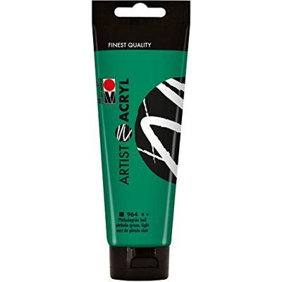 Marabu 12200044964 Artist acrylverf, lichtftalogroen, 120 ml, fijne acrylverf in kunstenaarskwaliteit, op waterbasis, pasteuze consistentie, sterk gepigmenteerd, zeer goede glans en Marabu 12200044964 Artist acrylverf, lichtftalogroen, 120 ml, fijne acrylverf in kunstenaarskwaliteit, op waterbasis, pasteuze consistentie, sterk gepigmenteerd, zeer goede glans en