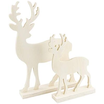 Ideen mit Herz Decoratief hert van hout, twee verschillende maten, 2 stuks Ideen mit Herz Decoratief hert van hout, twee verschillende maten, 2 stuks