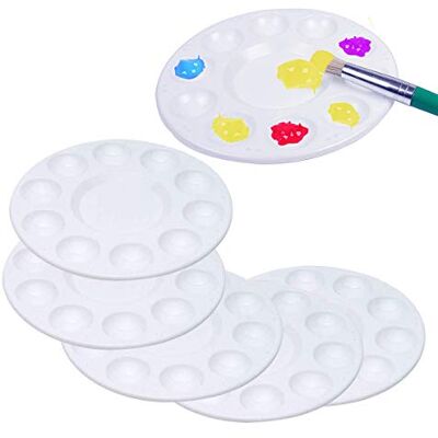 JUHONNZ Schilderpalet 6 stuks ronde kunststof dienbladen voor vochtige aquarel, kinderen en kunstenaars wit, diameter 17 cm JUHONNZ Schilderpalet 6 stuks ronde kunststof dienbladen voor vochtige aquarel, kinderen en kunstenaars wit, diameter 17 cm