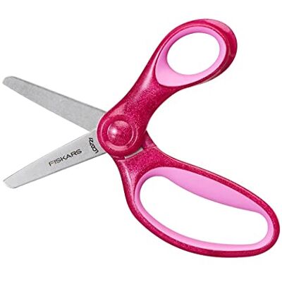 Fiskars Schaar voor kinderen, vanaf 6 jaar, lengte: 13 cm, voor rechts- en linkshandigen, metalen mes/kunststof handgrepen, roze, glitter, 1064074 Fiskars Schaar voor kinderen, vanaf 6 jaar, lengte: 13 cm, voor rechts- en linkshandigen, metalen mes/kunststof handgrepen, roze, glitter, 1064074