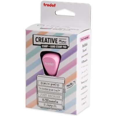 Trodat Creative Mini stempelset voor kinderen, creatieve berichten, 12 prints, creatieve stempels in pastelroze, met stempelkussen in roze, zwart, groen, 30 x 5 mm Trodat Creative Mini stempelset voor kinderen, creatieve berichten, 12 prints, creatieve stempels in pastelroze, met stempelkussen in roze, zwart, groen, 30 x 5 mm