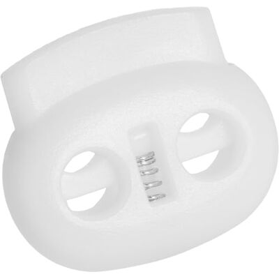 AERZETIX Set van 12 ovale 22 mm veerbelaste koordstoppers met 2 gaten koordstop met snoer opening 5 mm kunststof kleur wit AERZETIX Set van 12 ovale 22 mm veerbelaste koordstoppers met 2 gaten koordstop met snoer opening 5 mm kunststof kleur wit