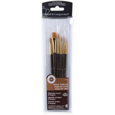 Royal & Langnickel RSET-9161 Taklon kwastenset goud 6-delig Royal & Langnickel RSET-9161 Taklon kwastenset goud 6-delig