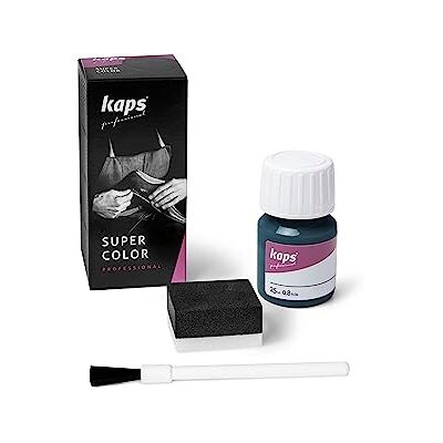 Kaps Verf voor schoenen en leren tassen en textiel, met spons en kwast, Super Color, 70 kleuren (158 Bleu Air) 25 ml - 0,85 fl. Oz. Kaps Verf voor schoenen en leren tassen en textiel, met spons en kwast, Super Color, 70 kleuren (158 Bleu Air) 25 ml - 0,85 fl. Oz.