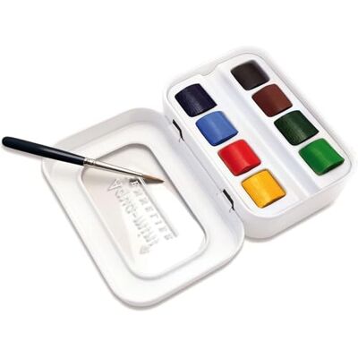 Sennelier Mini Aquarel Metalen doos met 8 halve kanten Sennelier Mini Aquarel Metalen doos met 8 halve kanten