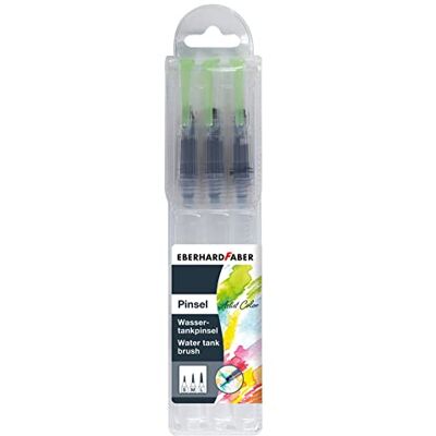 Eberhard Faber 579925 watertankkwast, 3-delig met verschillende penseelpunten, waterreservoir met een inhoud van 7,5 ml, voor hobbykunstenaars, ideaal voor op reis Eberhard Faber 579925 watertankkwast, 3-delig met verschillende penseelpunten, waterreservoir met een inhoud van 7,5 ml, voor hobbykunstenaars, ideaal voor op reis