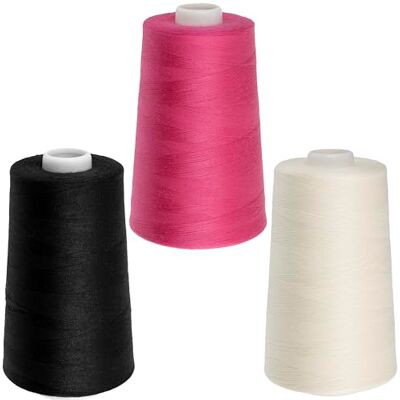 AERZETIX Set van 3 spoelen naaigaren 120 (40/2) 4000 m polyester kleur zwart, wit, roze voor handwerken, naaien, borduren, hobby en creatief handwerk AERZETIX Set van 3 spoelen naaigaren 120 (40/2) 4000 m polyester kleur zwart, wit, roze voor handwerken, naaien, borduren, hobby en creatief handwerk
