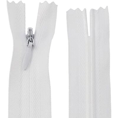 AERZETIX C60982 set van 20 onzichtbare ritssluitingen 25 cm kleur: wit niet scheidbaar met "rugbybal" trekker niet rekbaar materiaal ritssluiting AERZETIX C60982 set van 20 onzichtbare ritssluitingen 25 cm kleur: wit niet scheidbaar met "rugbybal" trekker niet rekbaar materiaal ritssluiting