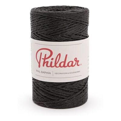 Phildar Phil Raphia wolbol haak- en breiwol 100% papier naald nr. 4 kleur: zwart Phildar Phil Raphia wolbol haak- en breiwol 100% papier naald nr. 4 kleur: zwart