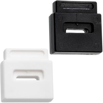 AERZETIX Set van 12 vierkante koordstoppers met veer met 1 gat koordstop opening 13x4 mm kunststof kleur wit en zwart AERZETIX Set van 12 vierkante koordstoppers met veer met 1 gat koordstop opening 13x4 mm kunststof kleur wit en zwart
