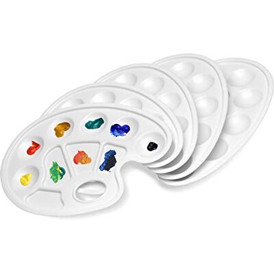 Artina Set van 5 kleurenmengpaletten met grijpgat en 10 stuks mengverfpaletten voor acrylverf op waterbasis en olieverf, 23,5 cm x 17 cm Artina Set van 5 kleurenmengpaletten met grijpgat en 10 stuks mengverfpaletten voor acrylverf op waterbasis en olieverf, 23,5 cm x 17 cm