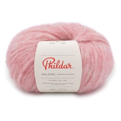 Phildar Wolbol Phil Frost, 50 g – breiwol – 54% alpaca, 46% polyamide – naald nr. 6 – kleur roze Phildar Wolbol Phil Frost, 50 g – breiwol – 54% alpaca, 46% polyamide – naald nr. 6 – kleur roze