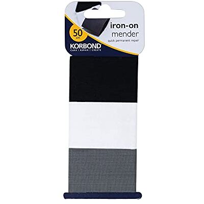 KORBOND Iron On Mender 3-110084 schuimrubber, zwart, wit en grijs, 50 x 3,8 cm, 3 stuks KORBOND Iron On Mender 3-110084 schuimrubber, zwart, wit en grijs, 50 x 3,8 cm, 3 stuks