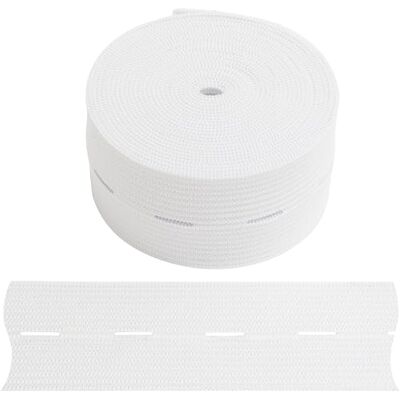 AERZETIX C67391 elastiek met knoopsgat plat 2 m breedte 30 mm kleur wit van polyester en latex confectie fournituren naaien kleding stof riem breibroek AERZETIX C67391 elastiek met knoopsgat plat 2 m breedte 30 mm kleur wit van polyester en latex confectie fournituren naaien kleding stof riem breibroek
