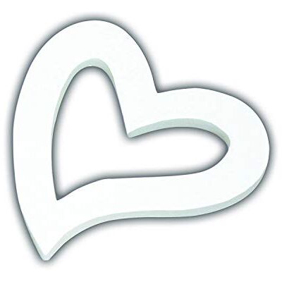 décopatch Mache Symbool hartvorm 1,5 x 12 x 12 cm, wit décopatch Mache Symbool hartvorm 1,5 x 12 x 12 cm, wit