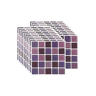 FBBULES 20 stuks tegelstickers, zelfklevend, hittebestendig, waterdicht, voor keuken, woonkamer, mozaïek, violet (10 x 10 cm/ 4 x 4 inches) FBBULES 20 stuks tegelstickers, zelfklevend, hittebestendig, waterdicht, voor keuken, woonkamer, mozaïek, violet (10 x 10 cm/ 4 x 4 inches)