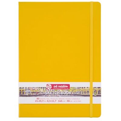 ART Sketchbook goudgeel 21 x 29,7 cm 80 vellen 140 g zuurvrij papier harde binding voor tekenen en dagboek ART Sketchbook goudgeel 21 x 29,7 cm 80 vellen 140 g zuurvrij papier harde binding voor tekenen en dagboek