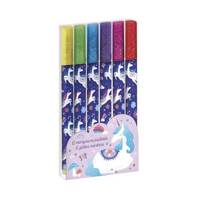 Janod 6 markers met glittereffect – eenhoorn-thema – 6 kleuren – magische marker om te tekenen, kleuren, knutselen, kunsthandwerk, cadeau-idee voor tieners – creatieve vrije tijd – 6 jaar en ouder – J08934 Janod 6 markers met glittereffect – eenhoorn-thema – 6 kleuren – magische marker om te tekenen, kleuren, knutselen, kunsthandwerk, cadeau-idee voor tieners – creatieve vrije tijd – 6 jaar en ouder – J08934