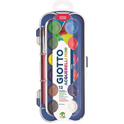 Giotto Acquerelli Mini Gouache-tabletten + penseel, 12 stuks Giotto Acquerelli Mini Gouache-tabletten + penseel, 12 stuks