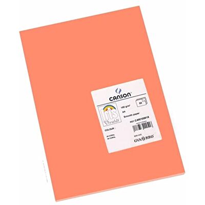 Canson Iris Vivaldi Kleurrijk tekenpapier, glad, 185 g/m², A4-vel, 21 x 29,7 cm, koraal Canson Iris Vivaldi Kleurrijk tekenpapier, glad, 185 g/m², A4-vel, 21 x 29,7 cm, koraal